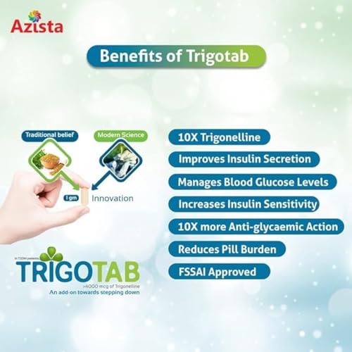 Image of Trigotab Methi Dana Seeds Extract Tablets For Diabetic Care (180 Tablets) | Fenugreek Tablets With 10X Trigonelline Helps To Maintain Healthy Blood Sugar Levels (Pack of 3)