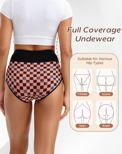 Image of INNERSY Women's High Waisted Underwear Cotton Panties Regular & Plus Size 5-Pack