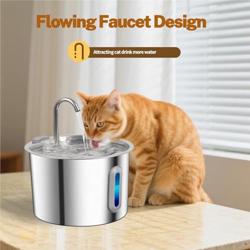 Fuente de agua para gatos acero inoxidable 2.2L miniatura 5