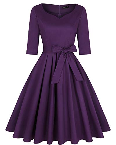MINTLIMIT Women's Sweetheart Neckline 3/4 Sleeve Swing Vintage 50s Tea