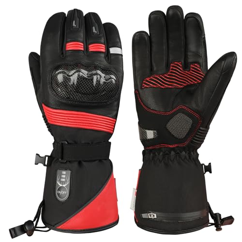 SNOW DEER Heated Motorcycle Gloves for Men Women,Rechargeable Electric Heating Waterproof Touchscreen Glove,Winter Riding Skiing Cycling and Snowboarding by SNOW DEER - Used condition - US$67.47
