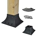 Myard PNP114040 4x4 (Actual 3.5x3.5) Inches Post Base Cover Skirt Flange with Screws for Deck Porch Handrail Railing Support Trim Anchor (Qty 4, Black)
