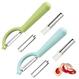 2 peladores de peladores P para tupper con 2 cuchillas de repuesto, pelador de papas para pelador de espárragos de acero inoxidable