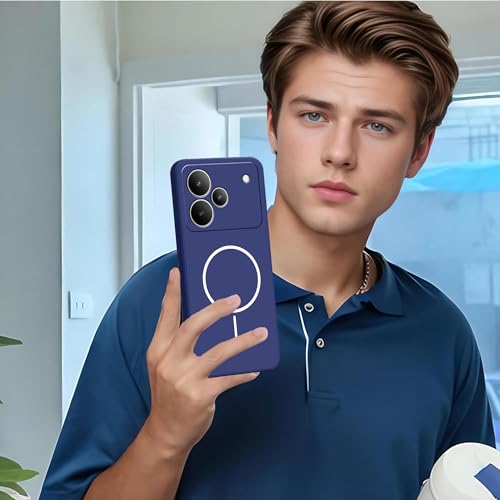 Image of Bintage Macc-Safe Print Rubber Candy TPU Cloth in-Side | Full Protect Matte Finish Soft Back Cover Case Compatible for Realme RMX5110 / Realme P4 - Blue