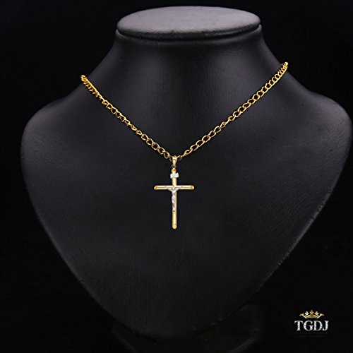 14k Two Tone Gold Religious Crucifix Cross Charm Pendant - 58 X 28 MM Real Gold Jesus Cross Necklace Pendant - Best Gift for Men and Women2