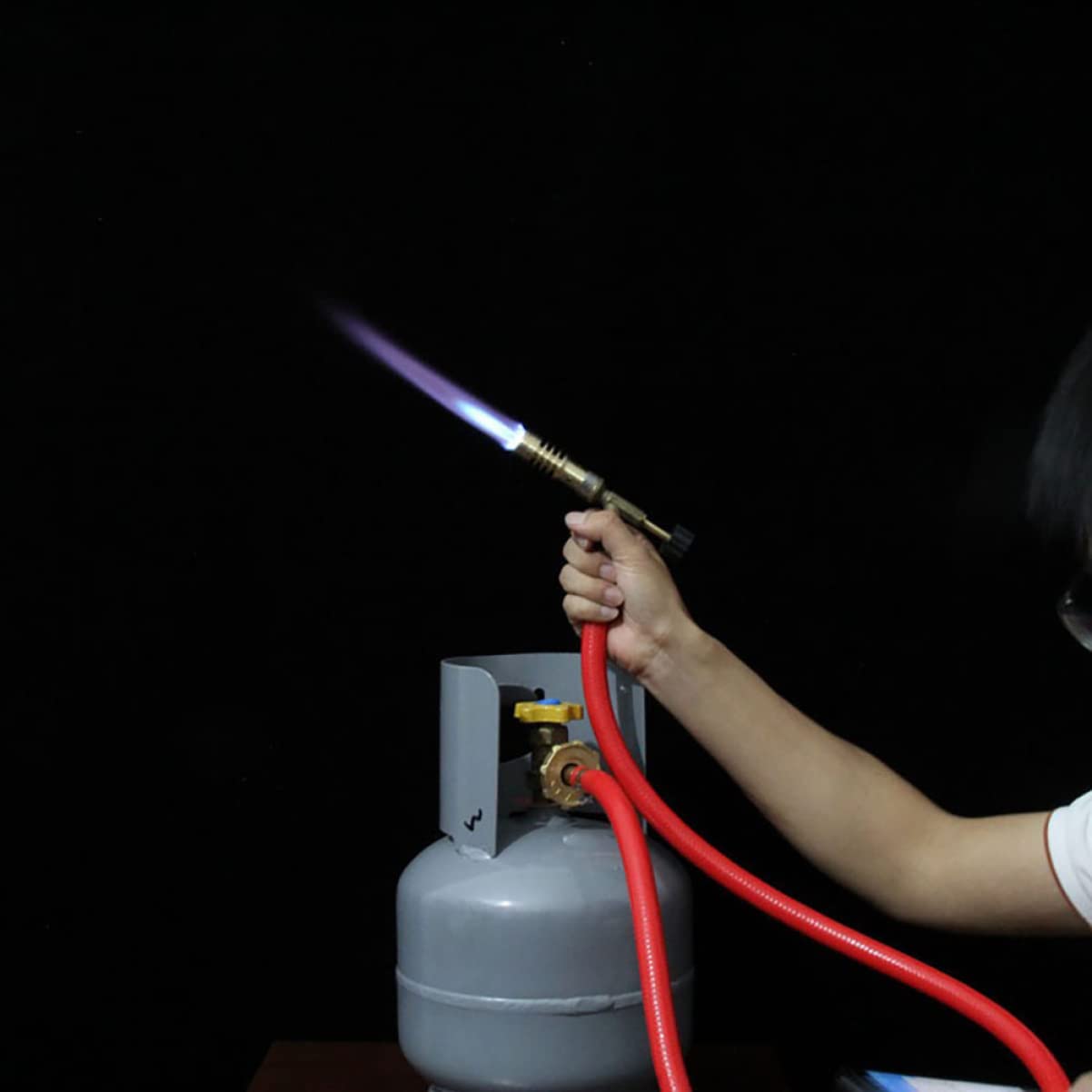 Torche à Propane Pratique en Laiton et Caoutchouc, Verrouillage D’allumage, pour Caraméliser Crèmes, Meringues et Pâtisseries