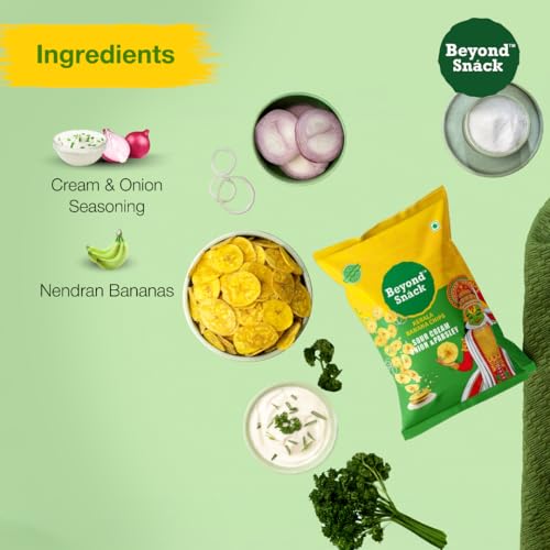 Image of Beyond Snack Nendran Kerala Banana Chips | Sour Cream Onion Parsley | Thin Crunchy Crispy Snack |300g (100g*3packs) (Pack of 3)