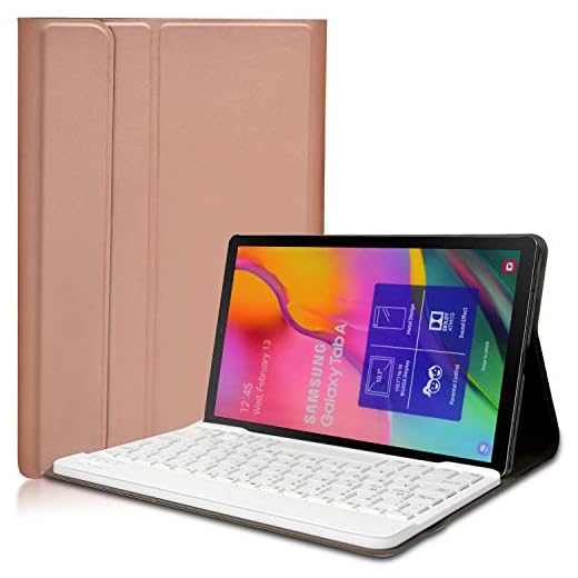 KILISON Samsung Galaxy Tab A 2019 T510/T515 Teclado Estuche Funda [QWERTY Formato], Slim PU Cuero Wireless Bluetooth Teclado Case Cover para Samsung Galaxy Tab A 10.1 2019 SM-T510 / T515, Oro Rosa