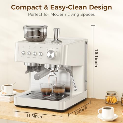 Image of COWSAR (2026 Upgrade) 15 Bar Espresso Machine with Grinder & Milk Frother Steam Wand, 58mm Commercial Espresso Maker for Home,Coffee Maker with Grinder Perfect for latte,Cappuccino