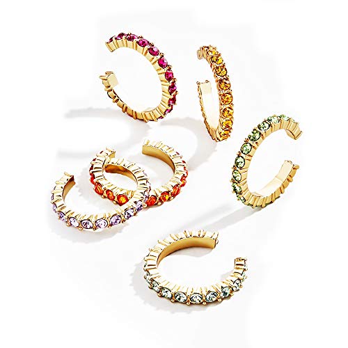 Ear Cuff Colorful Clip on Hoop Earrings for Women 6pcs set4