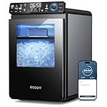 ecozy Nugget Ice Maker Countertop, Smart Pebble Ice Machine with APP Control, 44 lbs Per Day Soft Pellet Chewable Ice with Self-Cleaning, Stainless Steel