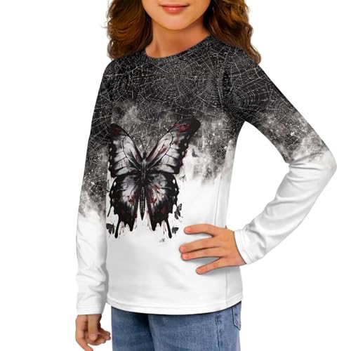 Image of Girls Long Sleeve Shirts Casual Crewneck Soft T-shirts for Girls 3-16 Years Old