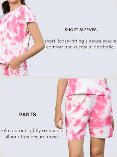 Image of DHRUVI TRENDZ Co Ord Set for Women | Outfits Tracksuit Set | Co Ord Set for Women | Travel Co Ord Set for Women |Tie Dye Printed Short | Half Sleeve