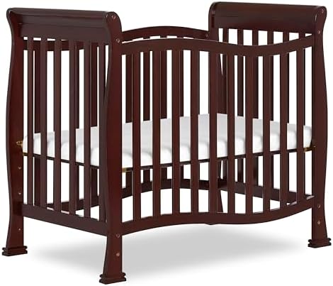 Dream On Me Violet 4-in-1 Convertible Mini Baby Crib in Espresso, Pinewood, 1โ Mattress Pad, 3 Mattress Heights, Converts to Mini Day Bed & Twin-Size Bed, GreenGuard Gold & BSA Certified