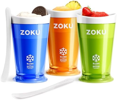 ZOKU Slushie Cup Bundle of 3 Cups - Blue, Orange, and Green Original Slush and Shake Makers