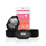 Upgraded Version Pyle Fitness Heart Rate Monitor with Digital Wrist Watch & Chest Strap | Wireless Bluetooth | Measures Speed, Distance, Countdown & Lap Times for Walking, Running, Jogging, Exercise