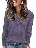 Dimur Lightweight Sweatshirts for Women Long Sleeve Cute Tops Business Casual Pullover Sweater Fall Fashion Light Purple Medium