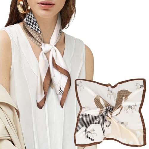 EXTREE Silk Feeling Scarf Medium Square Satin Head Scarf Sleeping Hair Wrapping for Women 27.5 × 27.5 inches