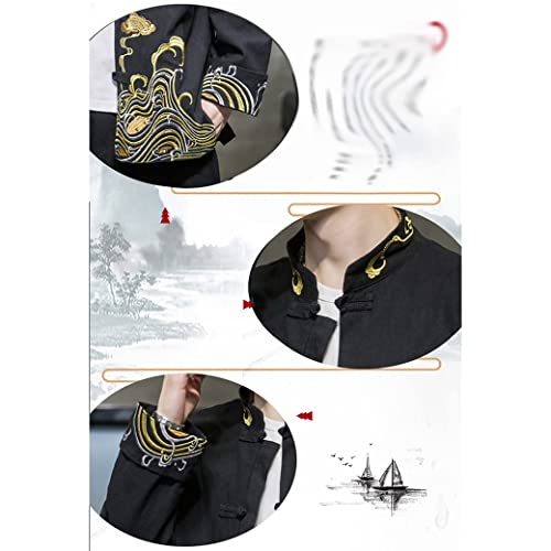 Fashion Kung Fu Jacket Tang Suit Men Hanfu Chinese Traditional Clothing Embroidery Chi Uniform Long Sleeved2