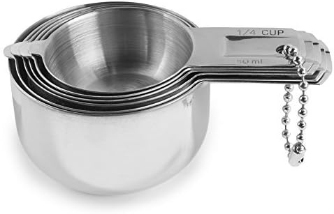 Bellemain One Piece Stainless Steel - Nesting measuring cups for Kitchen for Bakers , Dry - Ml & Oz measuring cup for Liquid, Metal, Set of 6