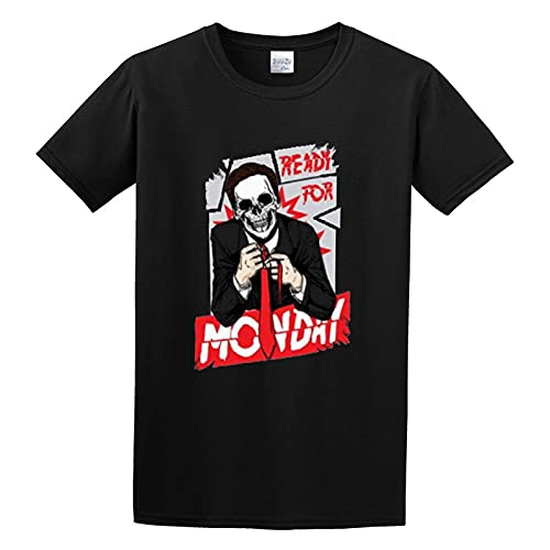Ready for Monday Funny I Hate Work Office Tradesman Skull Skeleton Mens Unisex T-Shirt Graphic Print Top Black Tee L Ready for Monday Funny I Hate Work Office Tradesman Skull Skeleton Mens Unisex T-Shirt Graphic Print Top Black Tee L