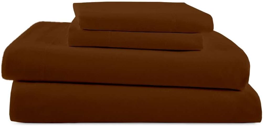 4 Piece RV Full Sheets (53 x 75) – Chocolate Solid, 8 Inch Deep Fitted Sheet with Elastic All Around, 100% Egyptian Cotton – Soft, Luxurious & Breathable – Ideal for Travel Trailers & Campers