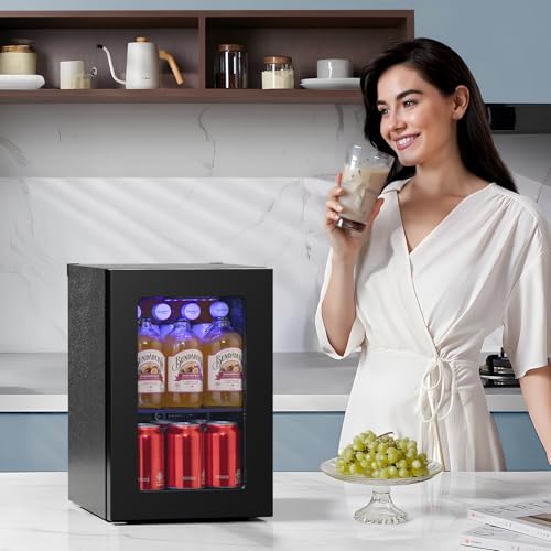 Image of Antarctic Star 18L Mini Fridge 24 Can,Beverage Refrigerator with Quiet Compressor LED Light,Small Cooler with Electronic Temperature Control for Home /Office /Dorm /Bar.