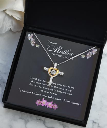 Mother of the Groom Gifts from Bride (.925) Stirling Silver Cross Necklace, Gift for Moms on Wedding Day Card and Jewelry, Mother in Law Wedding Gift from Bride4