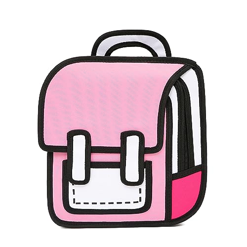 SENIURIS Mochila infantil fofa de desenho animado para meninos e meninas, estilo desenho 2D em quadrinhos divertida, mochila escolar estranha., rosa, Normal, Mochilas esportivas