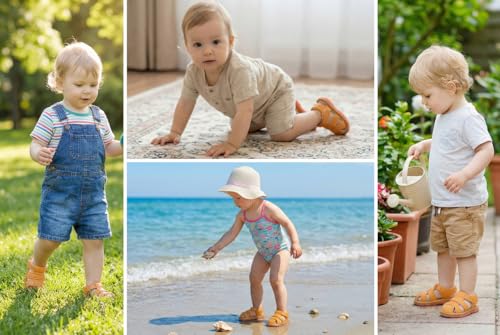 Image of Baby Boys Girls Squeaky Sandals Summer Closed-Toe Anti-Slip Premium Rubber Sole Toddler First Walkers Shoes