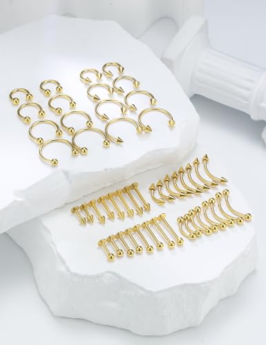 16G 20G Horseshoe Septum Nose Lip Rings Surgical Steel Tragus Forward Helix Conch Rook Daith Snug Cartilage Earring Medusa Vertical Labret Snake Bite Monroe Lip Piercing Jewelry for Women Men2