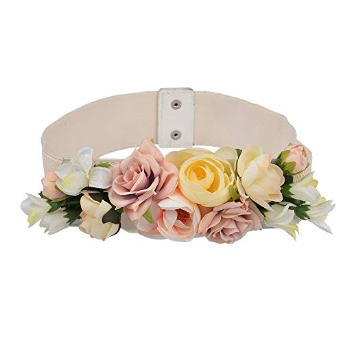 Women's Faux Flower Dress Floral Elastic Waist Belt Accessory