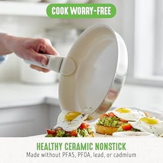 GreenLife Stainless Steel Nonstick 10 Piece Cookware Set, Detachable Handle, Induction Ready, Stackable Kitchen Set, Tri Ply Ceramic PFAS Free Pots & Pans, Space Saving, Oven Safe, Glass Lid, Silver