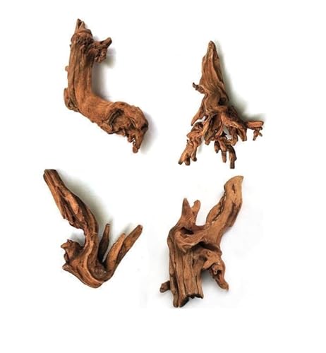 YZHZOM 4-teilig. kleinen natürlichen Treibholz für Aquarien, 7,6-15 cm, sorgfältig ausgewähltes natürliches Aquarium-Dekor, Treibholz für Reptilienbecken, Reptilienbecken, Holzdekor