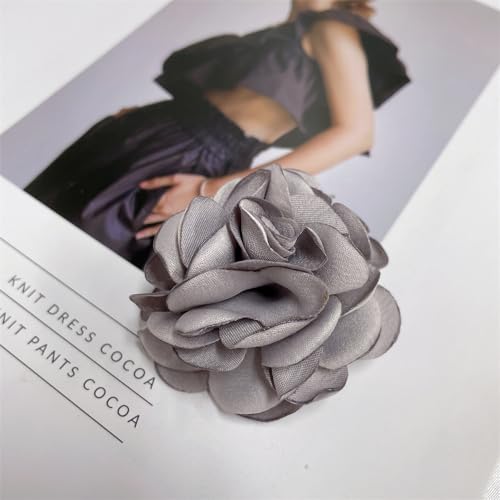 Image of Dainty Silk Rose Flower Brooch Lapel Pins for Women Men Handmade Fabric Flower Brooches Pin Classic for Wedding Party Dance Banquet Dress Suit Clothes Accessories Jewelry Gifts 60mm