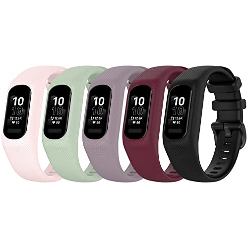 5 Pack Bands Compatible for Garmin Vivosmart 5 Watch Band, Replacement Sport Colourful Strap for GarminSmart 5 Vivosmart5 Wristband Women Men (Small Size, 5 Pack A)