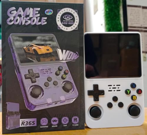ZAIN R36S Portable Gaming Console 3.5-inch IPS Display RK3326 Processor Linux System 64GB TF Card 20000+ Classic Games 3000mAh Battery (Color selection is random based on stock availability)