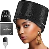 Hair Steamer for Natural Hair Home Use w/10-level Heats Up Quickly, Heat Cap for Deep Conditioning - Thermal Heat Cap for Black Hair, Great for Deep Conditioner (Black)