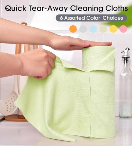 Image of SAMEZONE Reusable Kitchen Towel Roll - 2000 Times Washable 25x25 cm - Tear-Away Cleaning Rags for Home, Kitchen Surfaces, Garage & Auto Detailing Car, Dishes Cleaning Towels 20 Pack (1, Light Green)