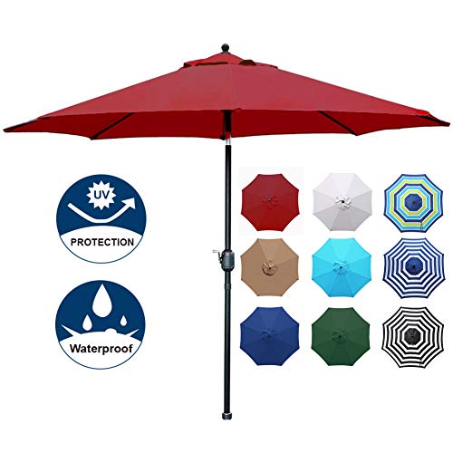 Blissun 9' Outdoor Aluminum Patio Umbrella, Striped Patio Umbrella, Market Striped Umbrella