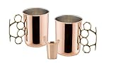 Old Dutch 2-Pack 20 Oz Copper 'Brass Knuckle' Moscow Mule Mugs with BONUS Shot Glass