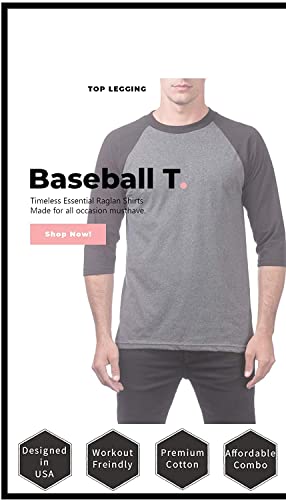 Top Legging Men's 4 Pack Regular Fit 3/4 Sleeve Baseball T-Shirt -Cotton Raglan Jersey S-5Xl Ltgnav_Ltgbur_Whbur_Charblk X-Large #TOP1