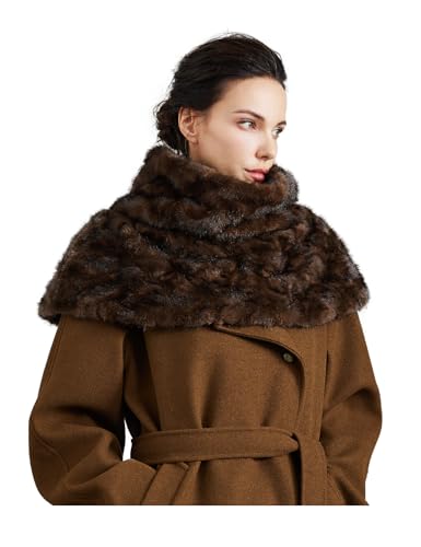 BEAUZSUZSANA Women Faux Fur Neck Warmer Neck Layering Cape Poncho