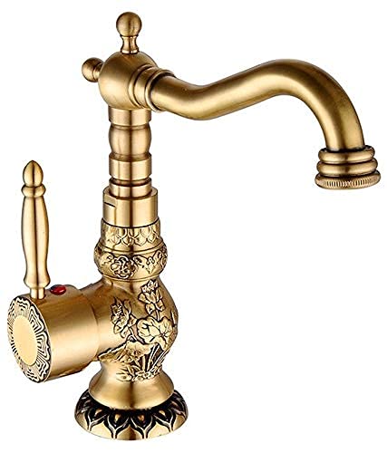 Mitigeur rétro européen laiton antique robinet eau chaude et froide pour vasque haute monotrou