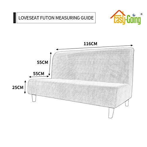Image of Easy-Going Stretch Medium Futon Slipcover Armless Futon Cover Brown | Sofa Bed Furniture Protector Without Armrests with Elastic Bottom for Kids, Soft Jacquard Machine Washable