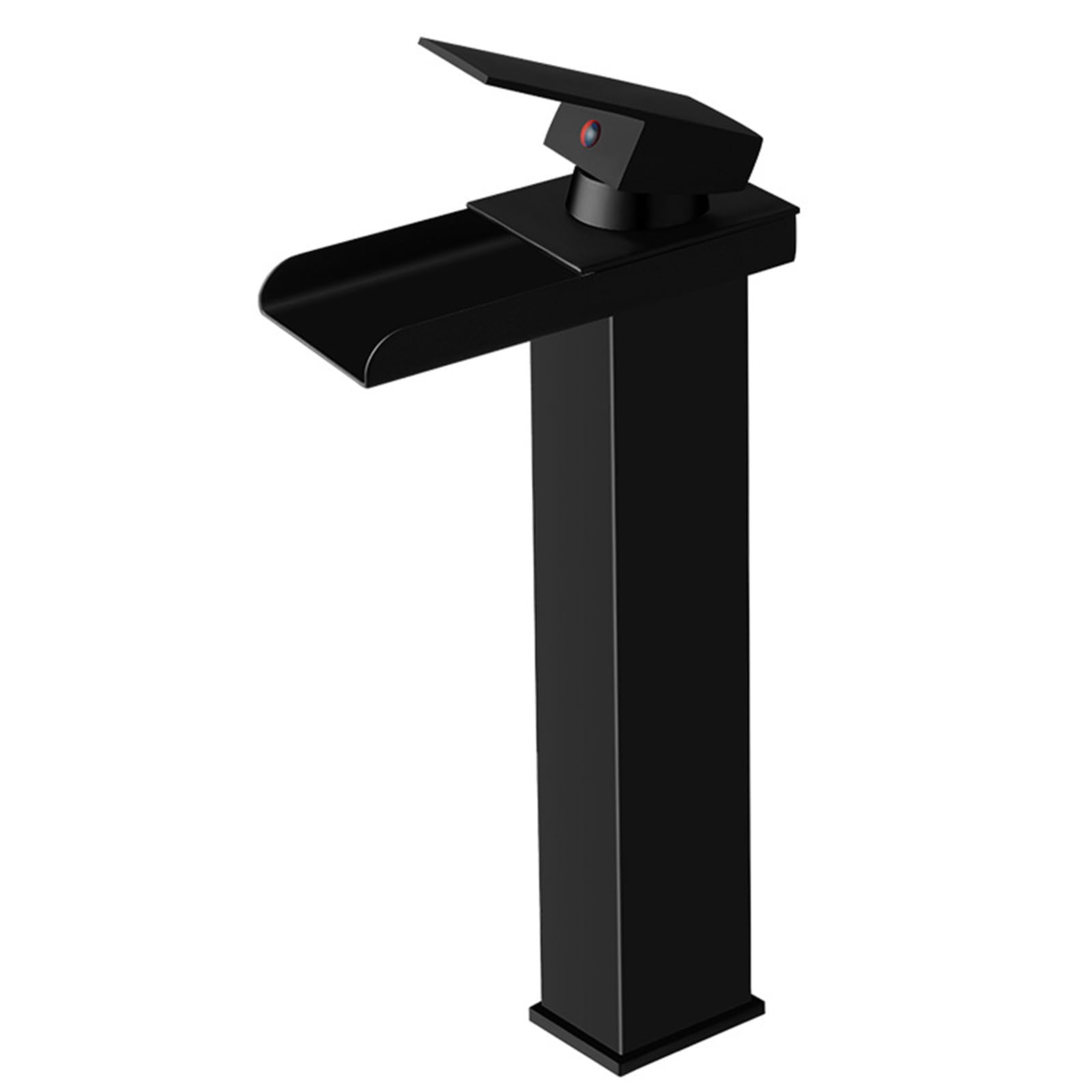 HCFYAUIS Tall Basin Mixer Tap Black Waterfall Single Hole Hot and Cold Bathroom Countertop Washbasin Mixer Tap Brass Waterfall Tap,Black