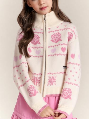 Girls Cardigan Jacket,6-16 Years Girls Sweater,School Uniform Style for Kids,Winter Clothes,Kids Knit Outwear4