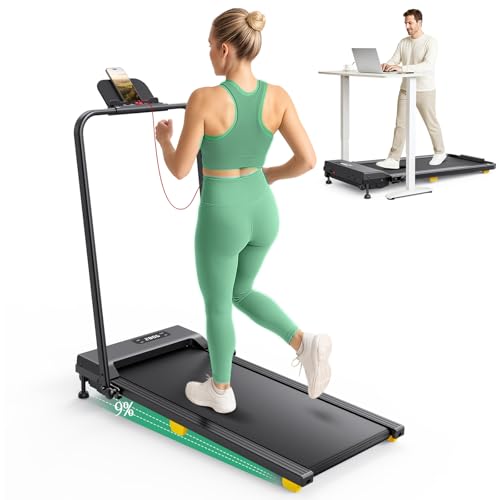 UREVO Tapis Roulant Pieghevole con Inclinazione 9%, Modalità HIIT One-Touch, 1-10 km/h Walking Pad...
