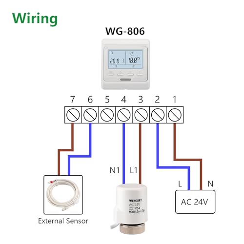 Wengart Thermischer Stellantrieb WG2203, ACDC24V Normalerweise Offen Fußbodenheizungsverteiler Fußbodenheizungsteile