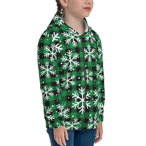 Christmas Pattern At Buffalo Plaid Kids Pullover Hoodies Boys Zip Up Sweatshirts Girls Athletic Clothes with Pocket4